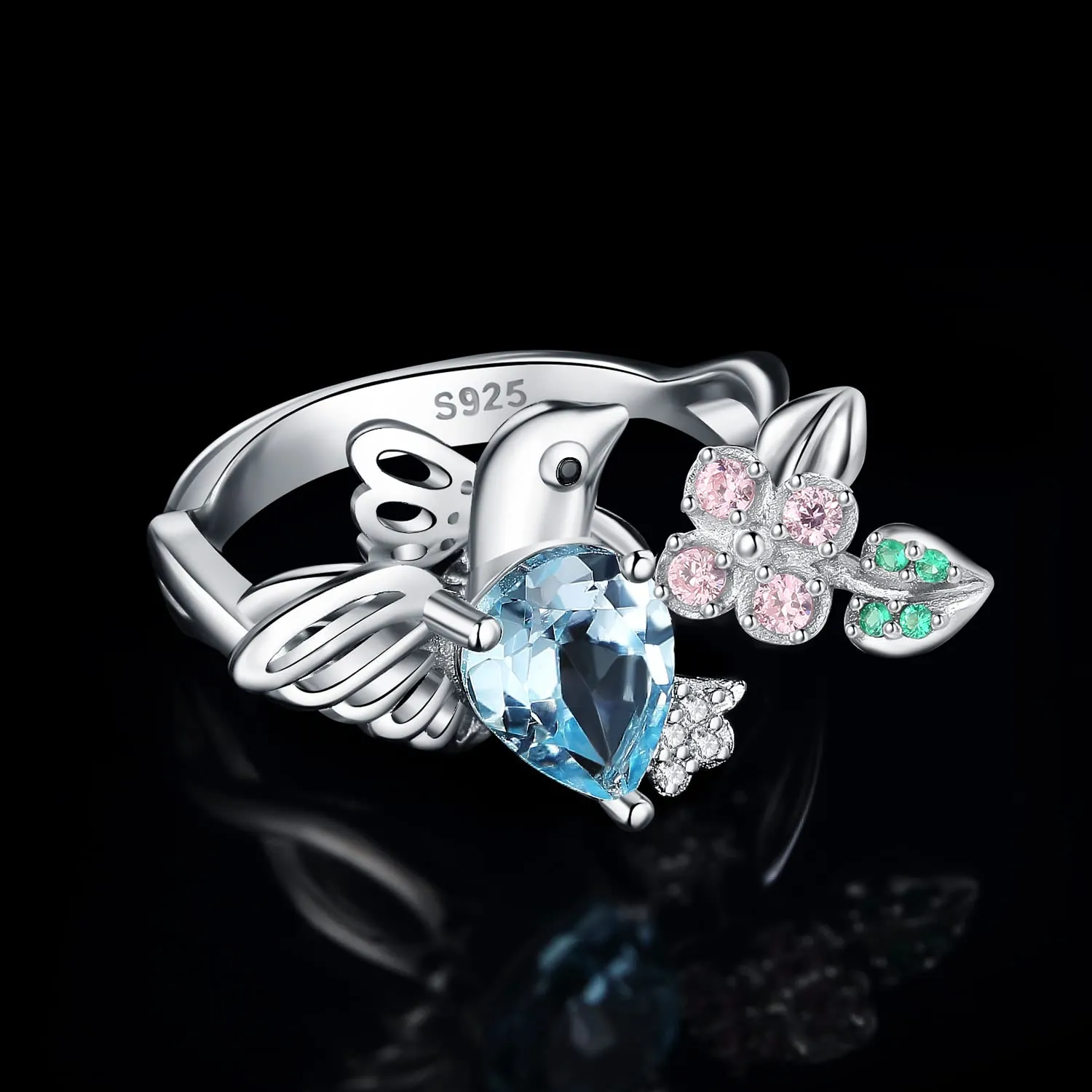 JewelryPalace Colibrì Infinito anello topazio azzurro