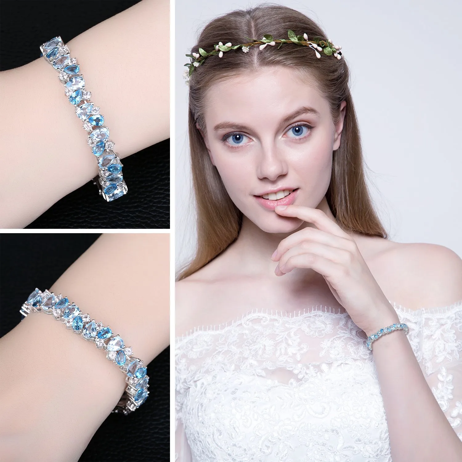 JewelryPalace 23ct Tennis bracciale argento topazio London