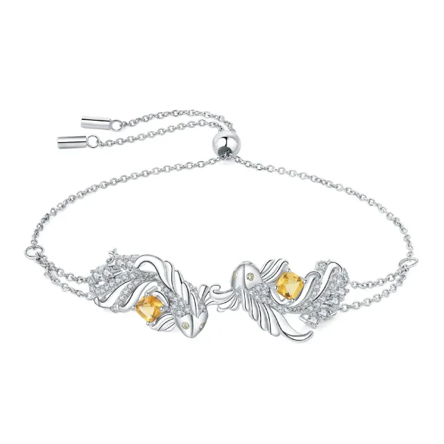 JewelryPalace 1.2ct Bracciale Carpe Koi Citrino Giallo Regolabile