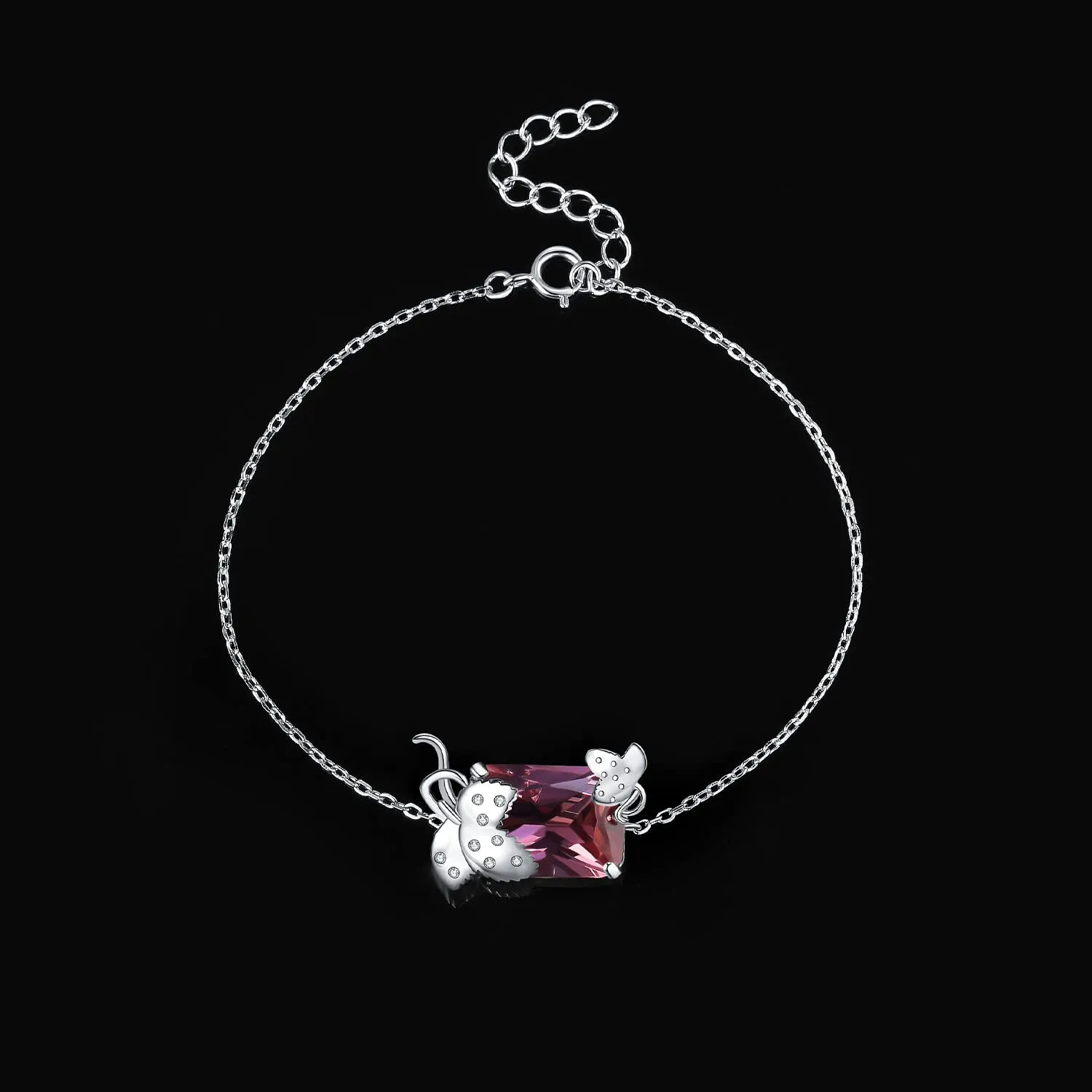 JewelryPalace Fragola 0.08ct bracciale argento zirconia rosa foglia