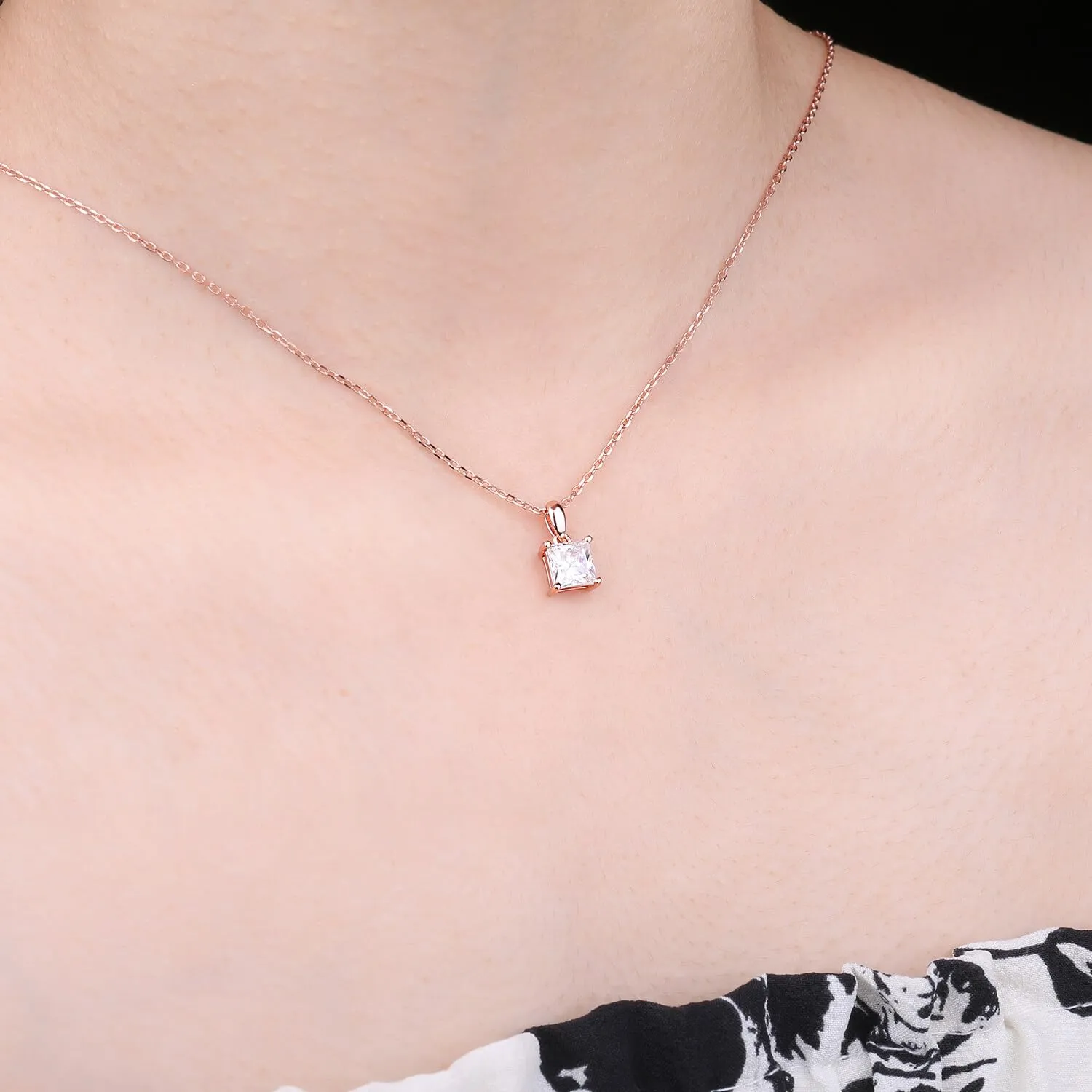 JewelryPalace Solitario 1ct collana moissanite oro rosa