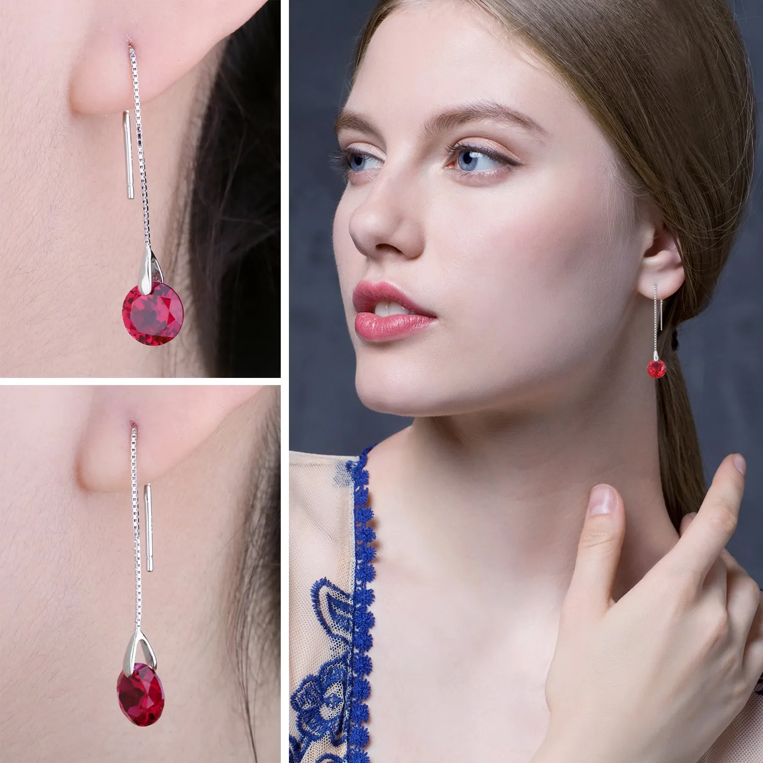 JewelryPalace Classico 5.6ct Orecchini Rubino Rosso Rotondi