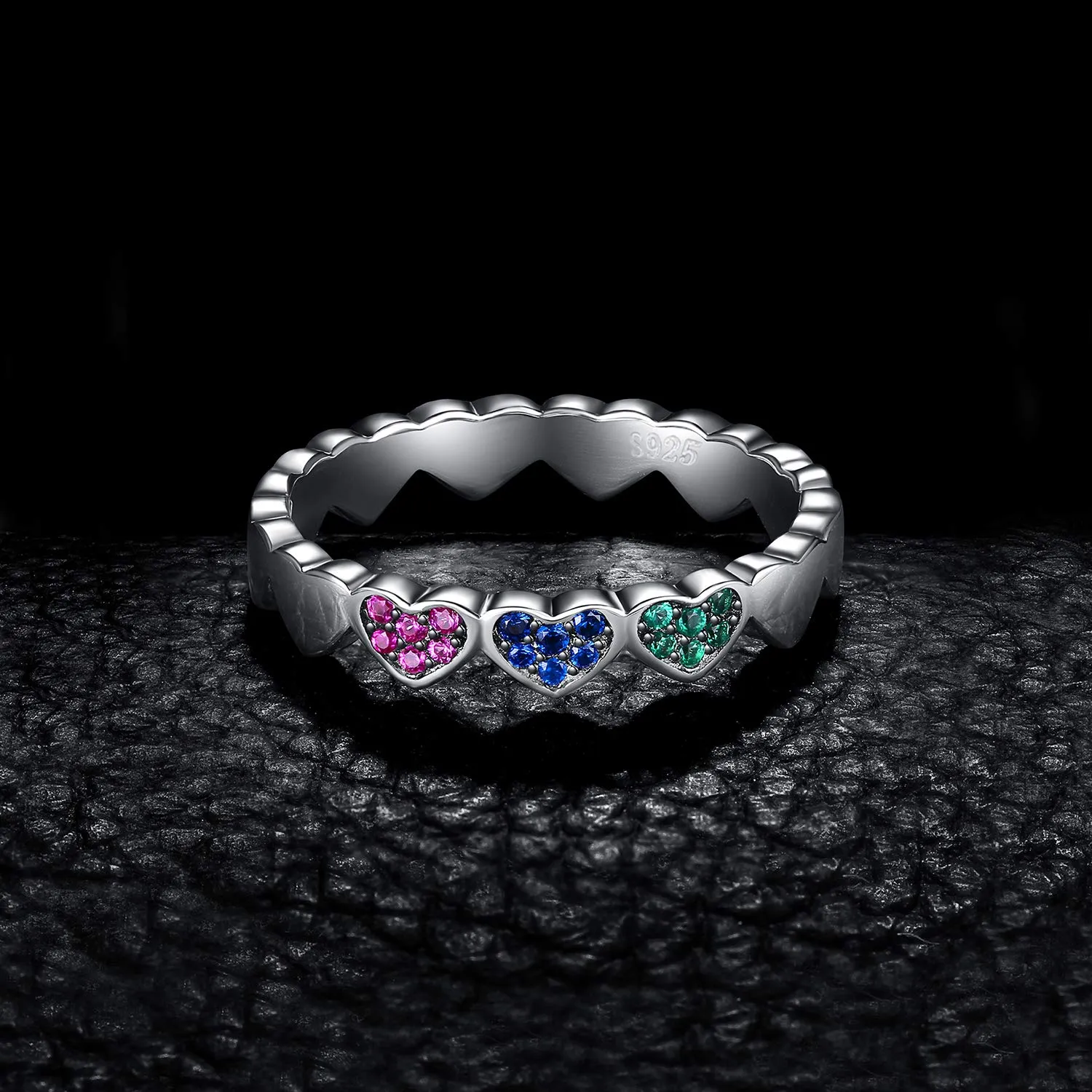 JewelryPalace Anello Cuori Impilabile Argento 925 Multicolore