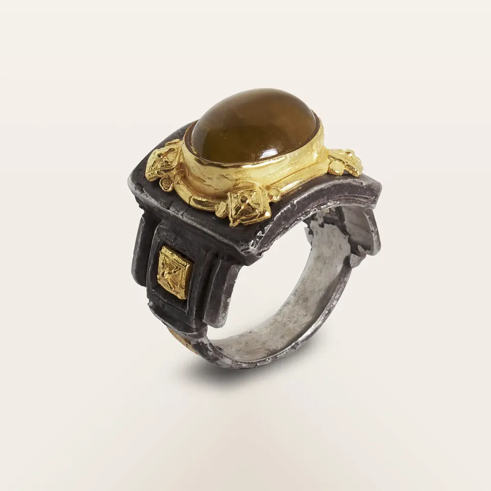 Alfredo Correnti Gea Anello con Tormalina Verde oro