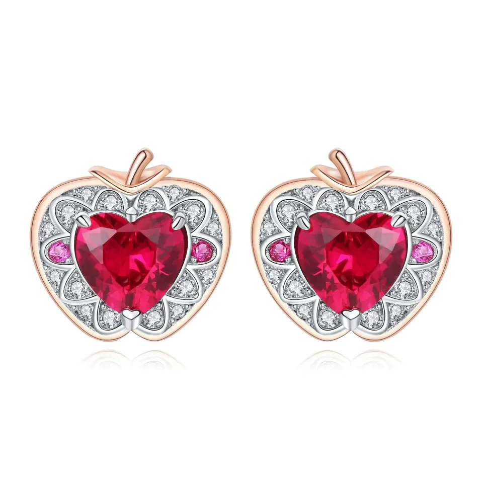 JewelryPalace Mela 2ct orecchini cuore rubino oro rosa