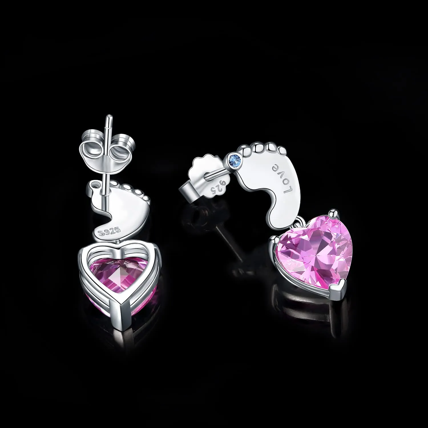 JewelryPalace Cuore 4.5ct Orecchini Argento Zaffiro Rosa