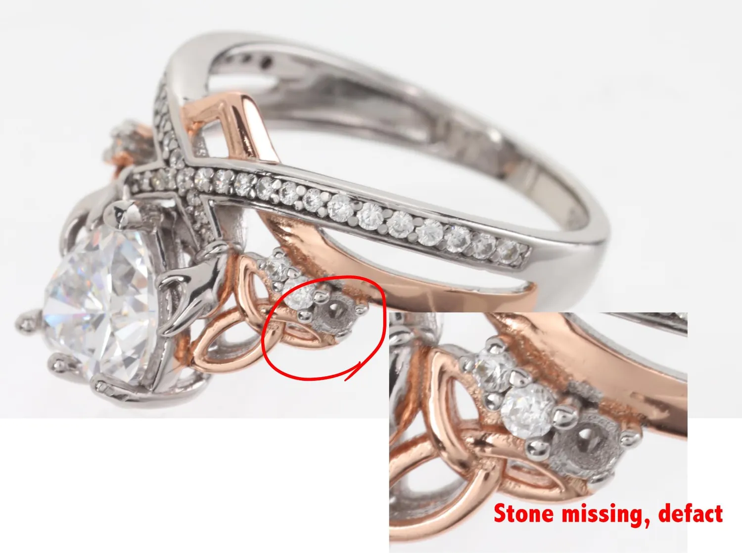 JewelryPalace Cuore Puzzle anello argento oro rosa zirconia