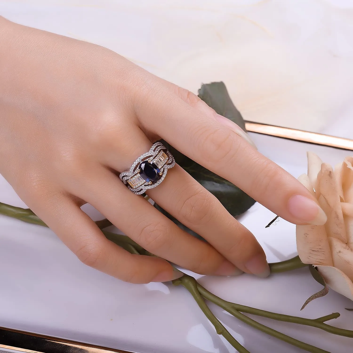 JewelryPalace Infinito anello promessa argento zaffiro blu