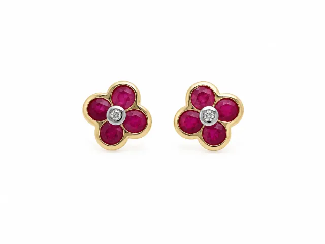Victoria Jane Flower orecchini oro rubini diamante