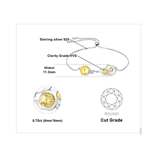 JewelryPalace Uovo in Camicia 1.1ct bracciale argento citrino giallo