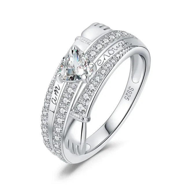 JewelryPalace Claddagh Abbraccio anello argento 925 zirconia cuore