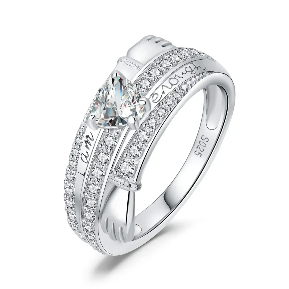 JewelryPalace Claddagh Abbraccio anello argento 925 zirconia cuore