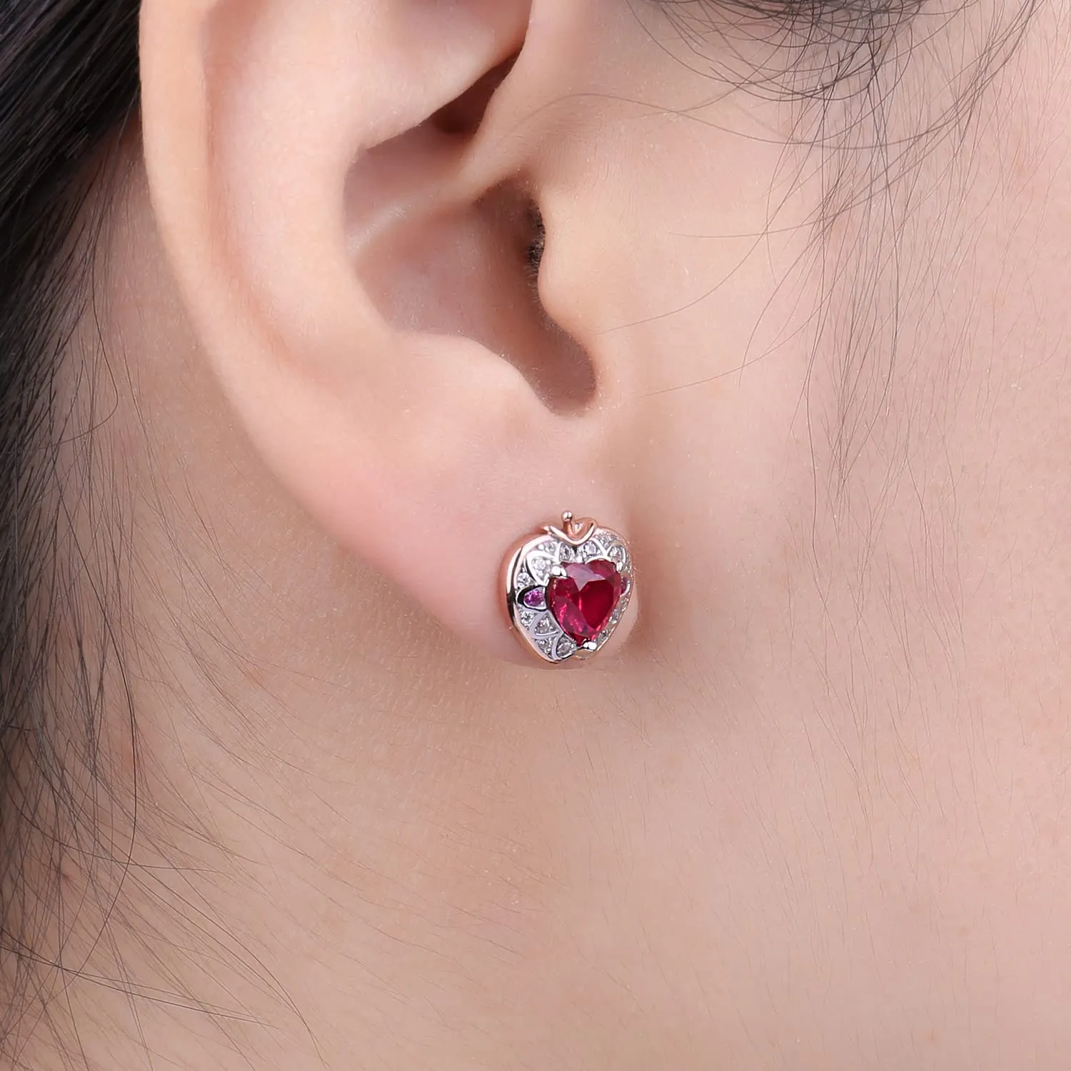 JewelryPalace Mela 2ct orecchini cuore rubino oro rosa