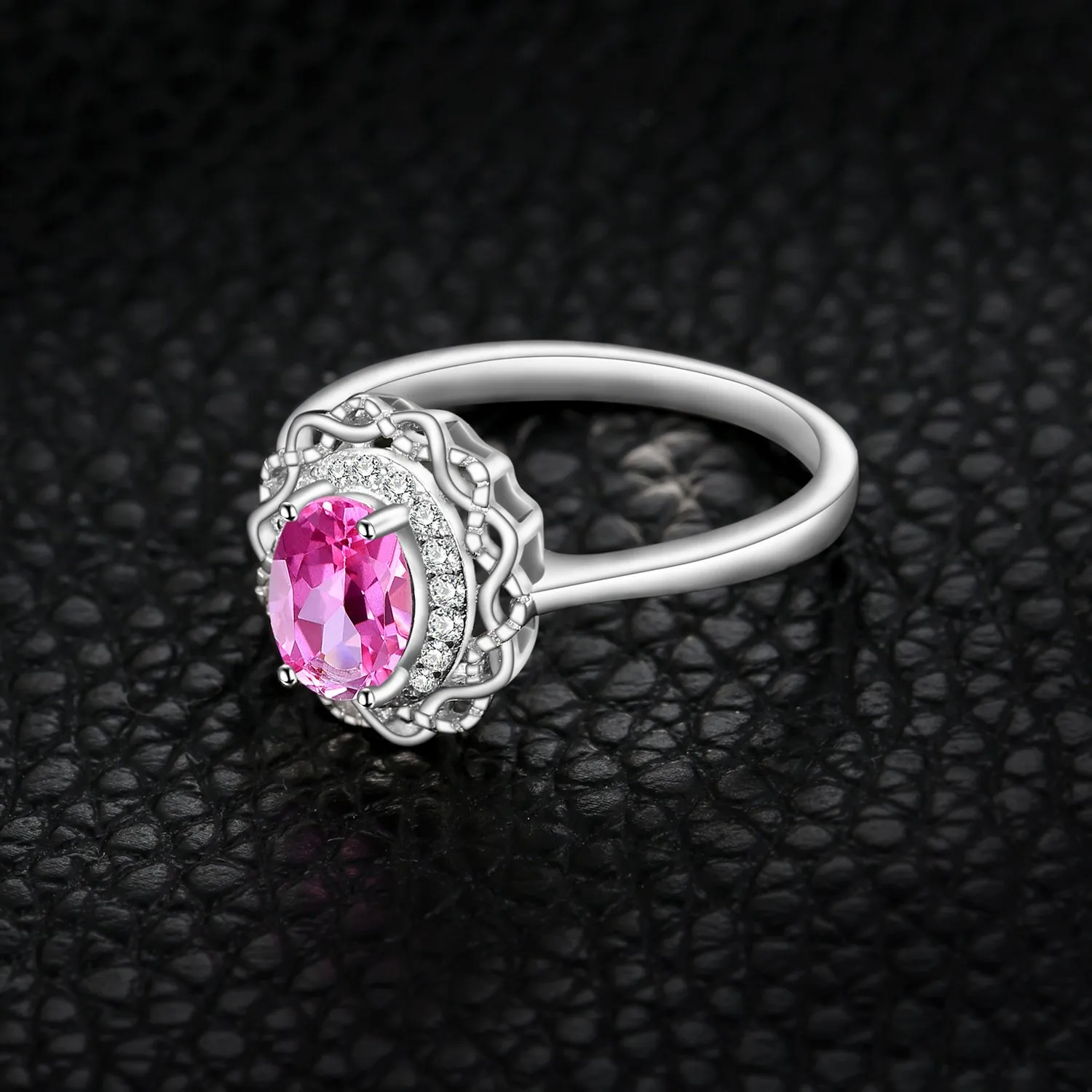JewelryPalace Infinito Ovale anello topazio rosa tre ori
