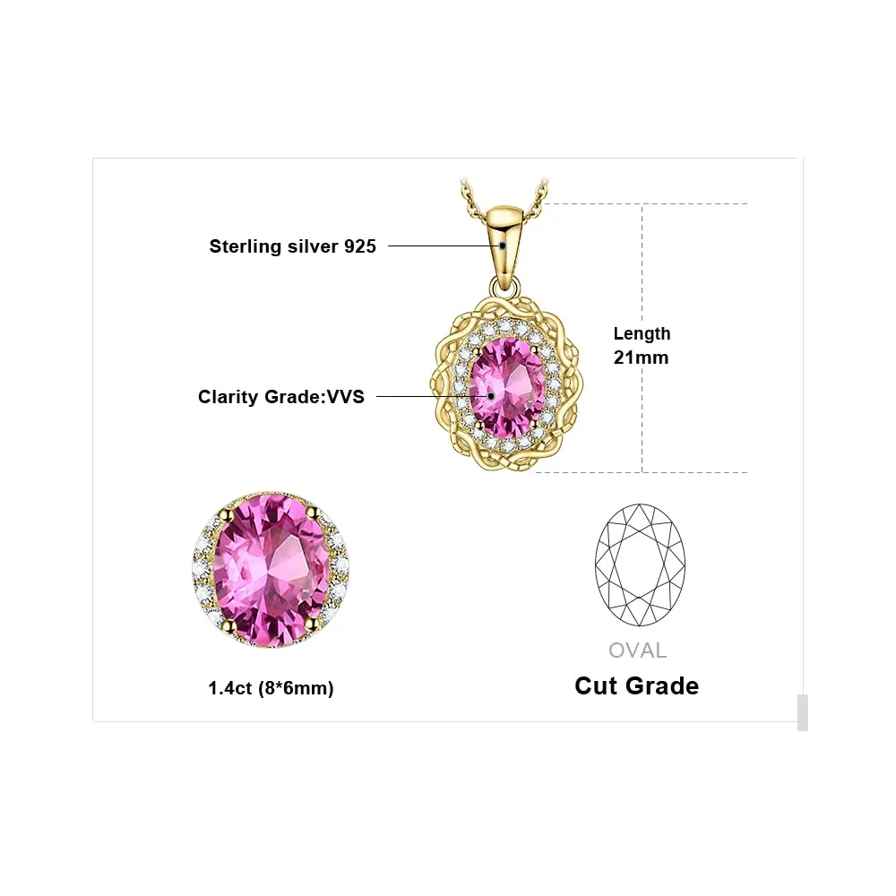 JewelryPalace Infinito Halo Ovale 1.4ct collana oro giallo 45cm