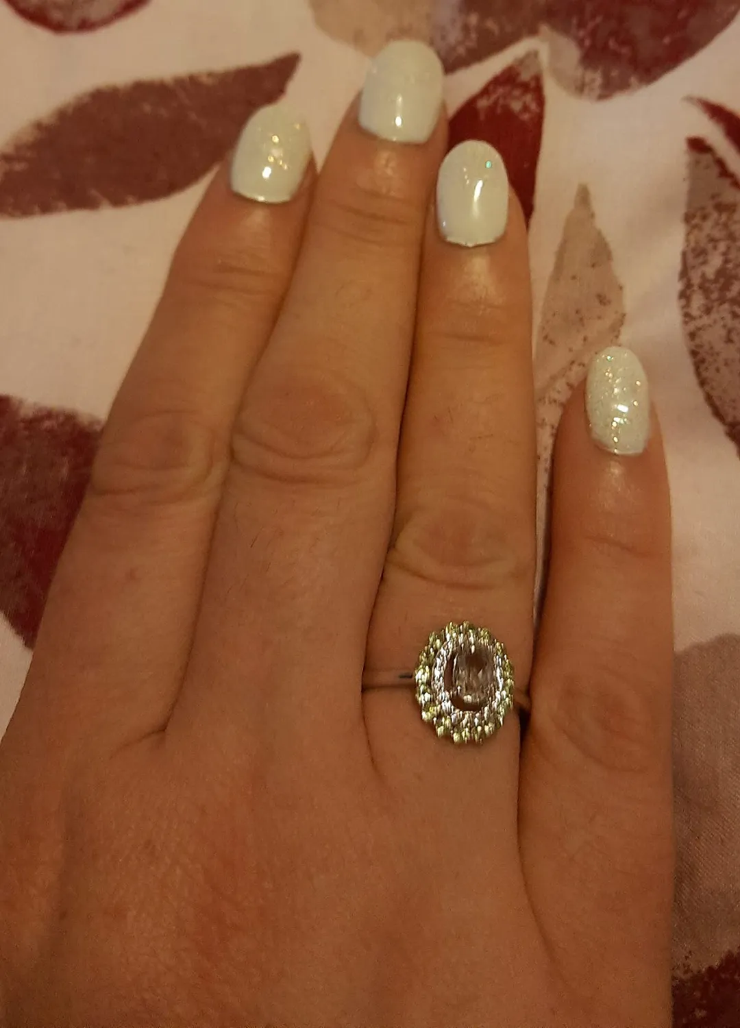 JewelryPalace Halo Anello Ovale Peridoto Verde Argento