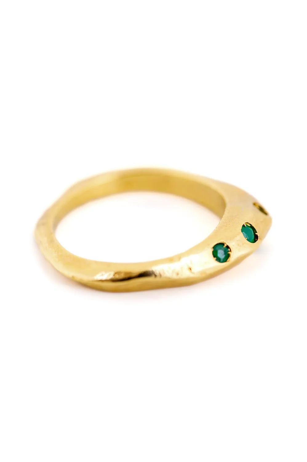 Flor Rubaja Jewelry Sfaccettato anello smeraldo placcato oro
