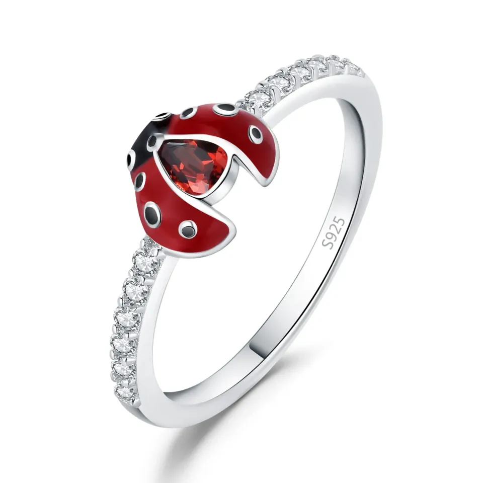 JewelryPalace Coccinella anello argento granato taglio pera
