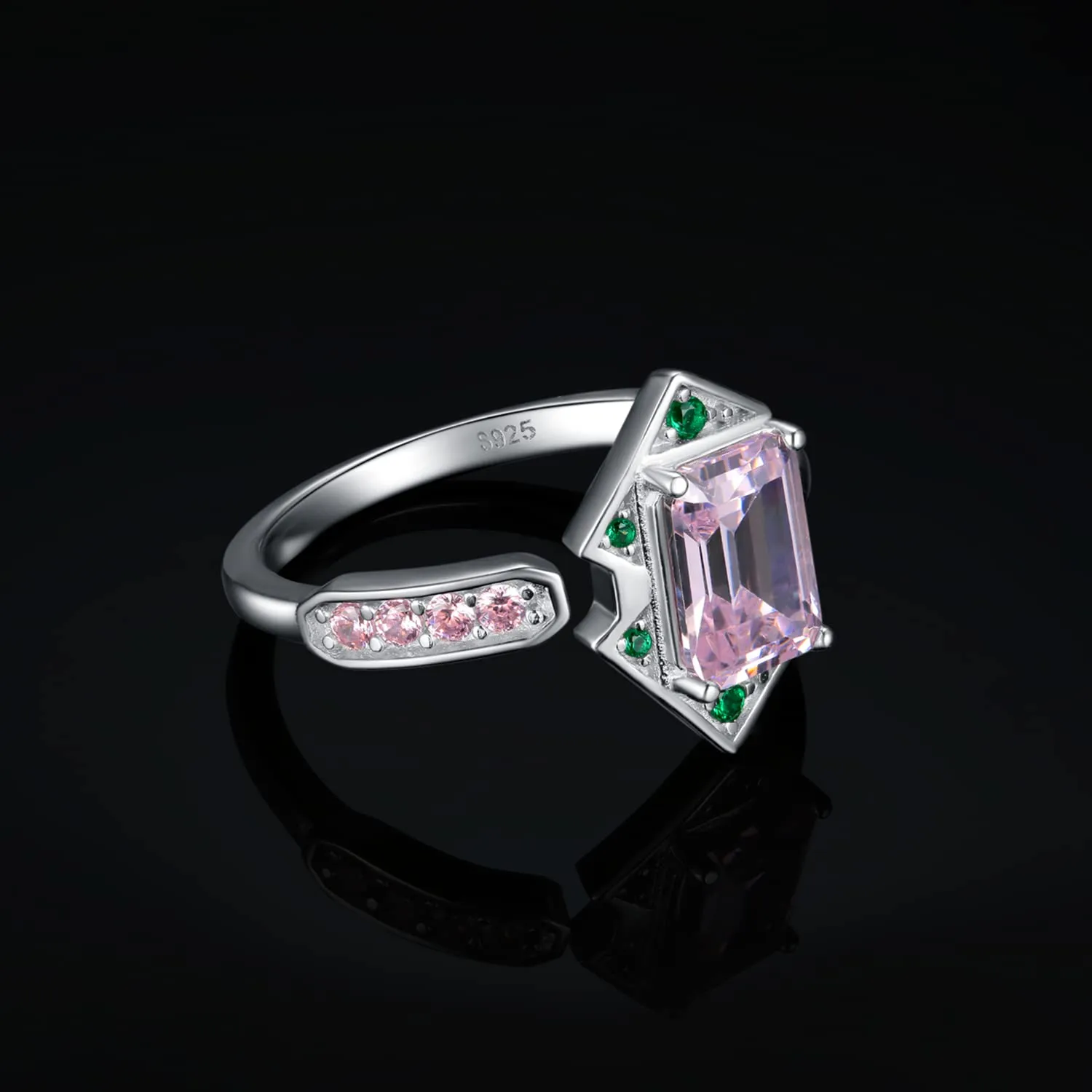 JewelryPalace Art Deco anello argento zirconia rosa regolabile