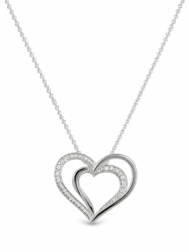 Victoria Jane 3D Heart collana argento cuori zirconia
