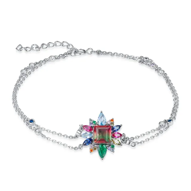 JewelryPalace Arcobaleno Fiore bracciale argento tormalina multicolore
