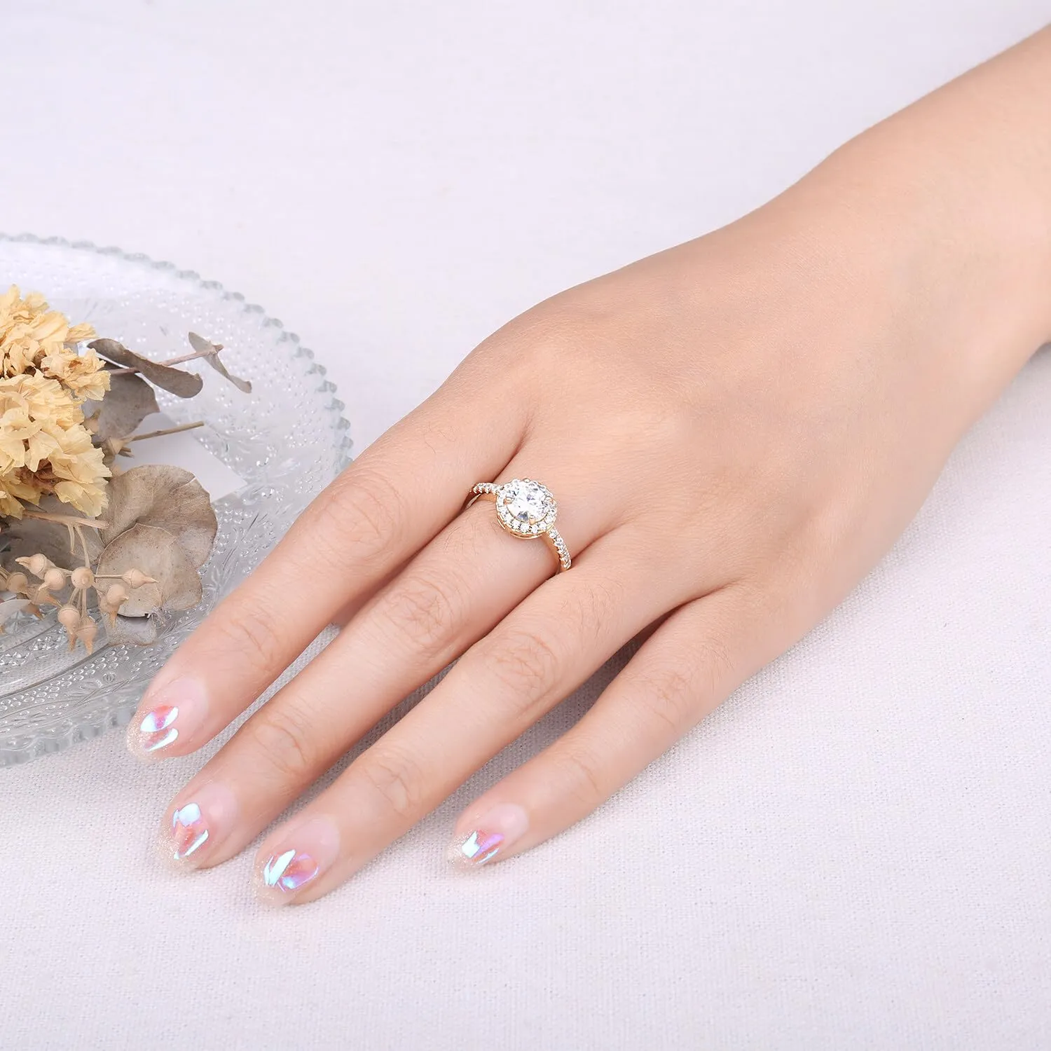 JewelryPalace 1ct Halo anello fidanzamento argento moissanite