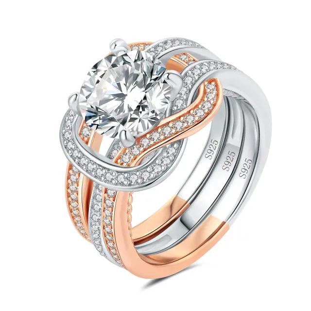 JewelryPalace Classico 3ct Anello Solitario Argento Oro Rosa