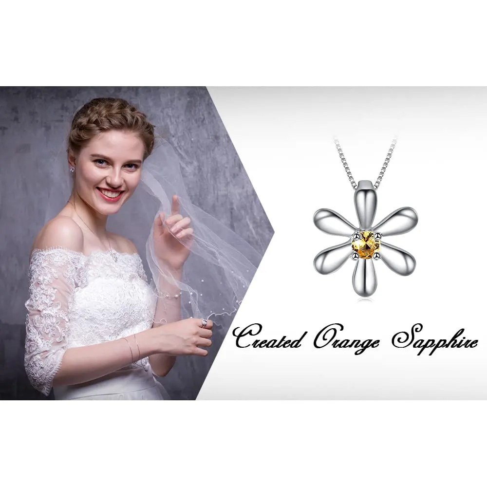 JewelryPalace Fiore Collana Argento Zaffiro Arancione 45cm