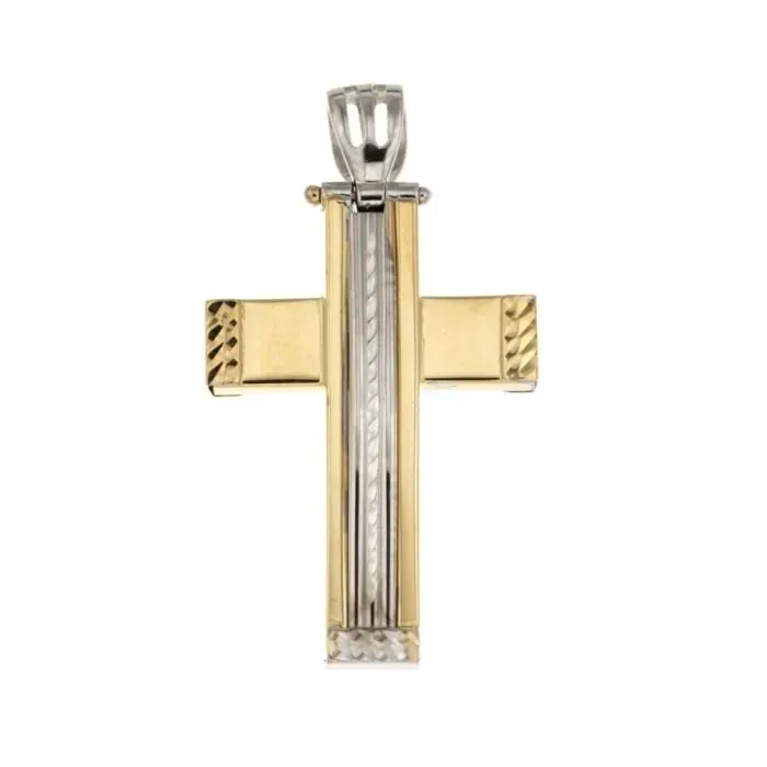 Gioielli Celiento Ciondolo croce oro 18kt bicolore scatolata