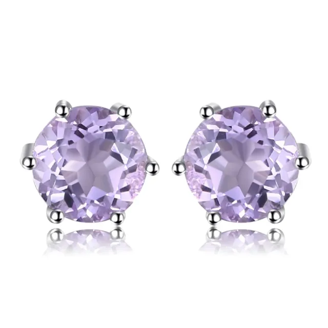 JewelryPalace Orecchini Bottone Argento Ametista Rotonda