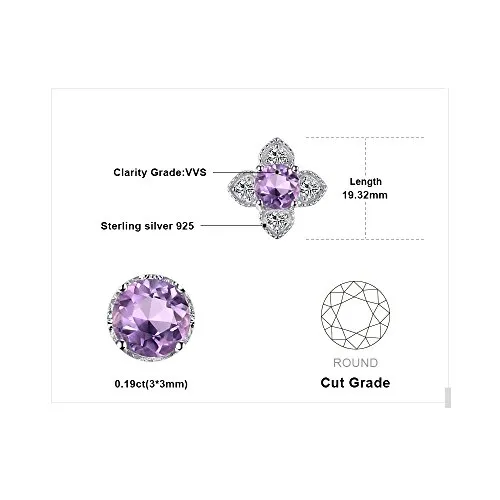 JewelryPalace Fiore Orecchini Bottone Argento ametista viola