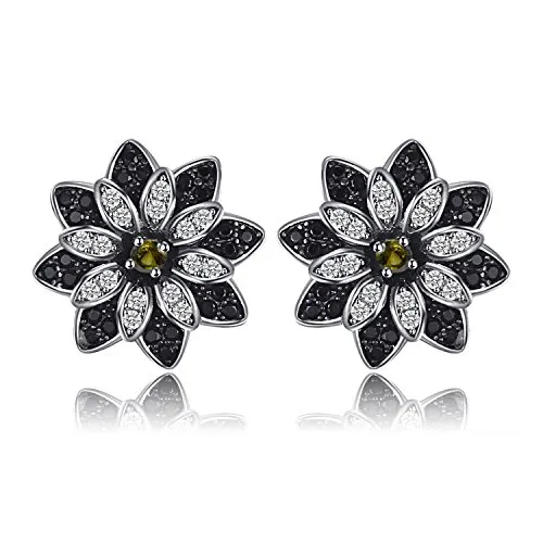 JewelryPalace Fiore orecchini argento spinello nero quarzo