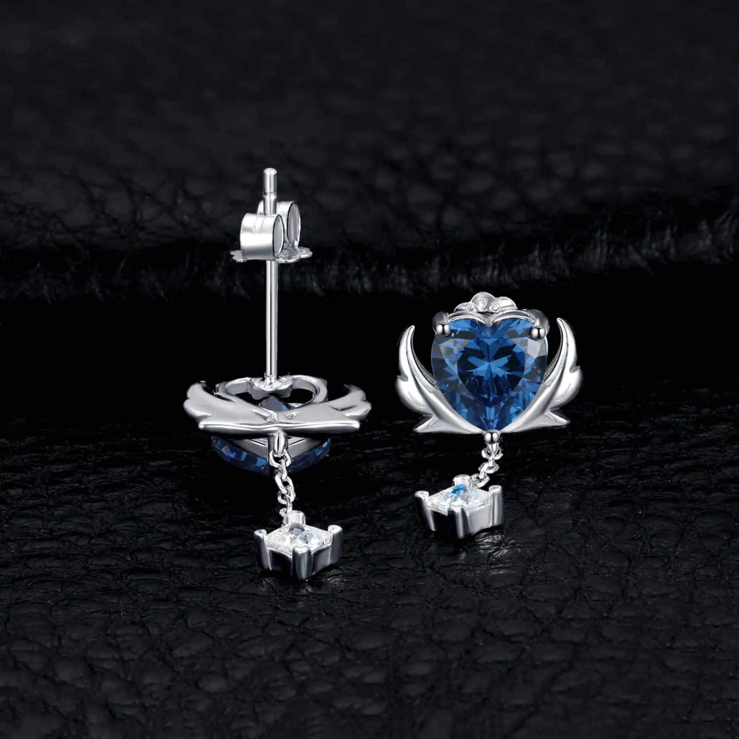 JewelryPalace Cuore orecchini pendenti blu taglio quadrato