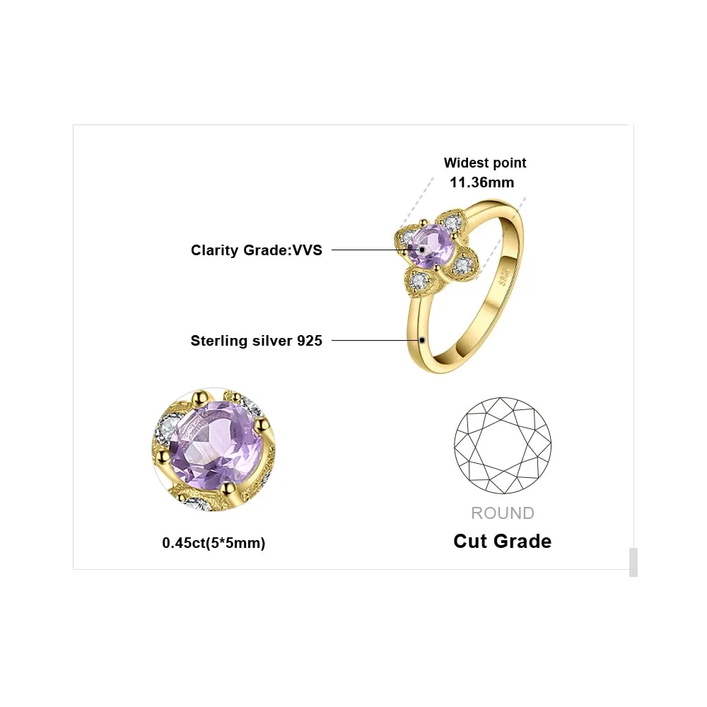JewelryPalace Fiore Anello Oro Ametista Viola Naturale