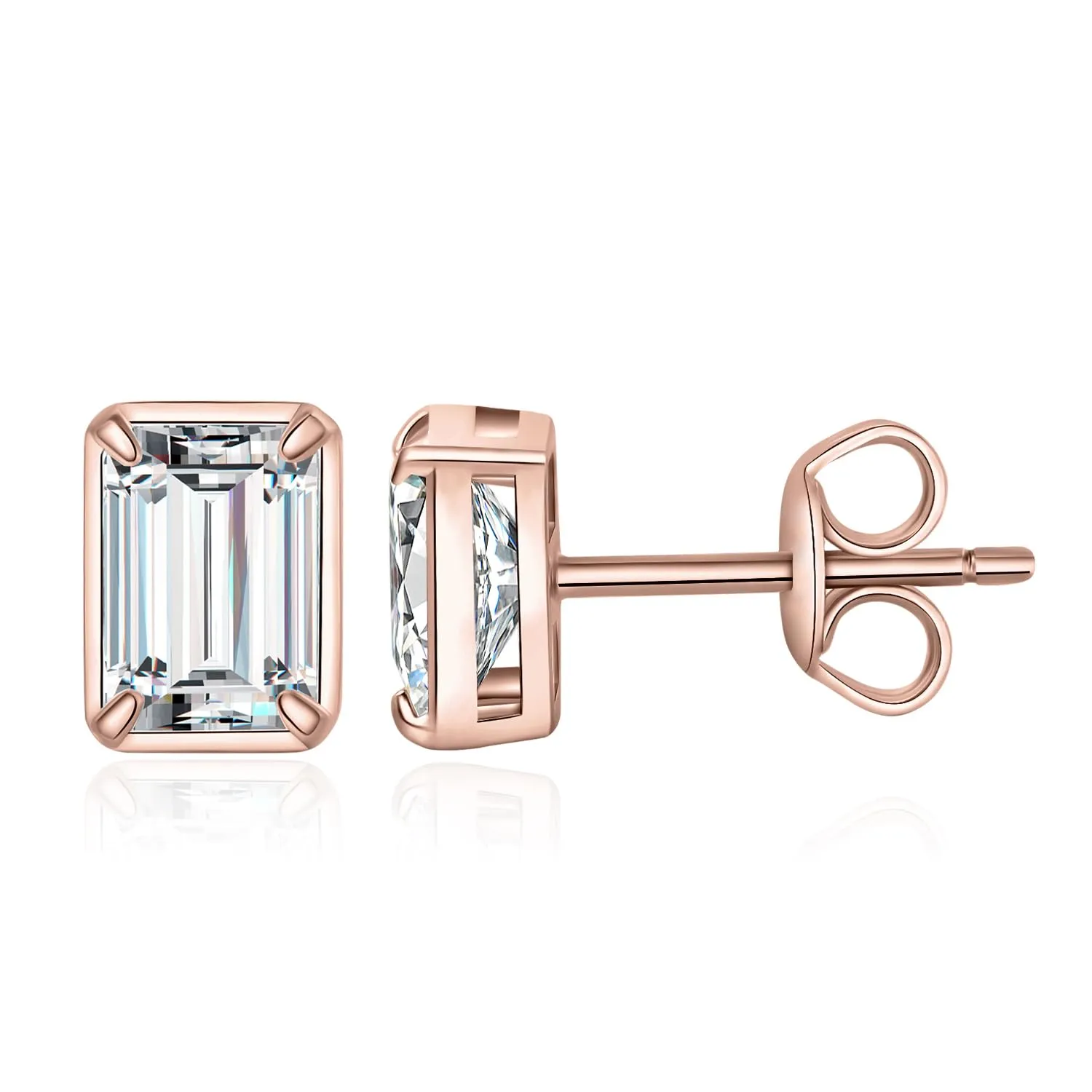 JewelryPalace 1ct Zirconia Orecchini Bottone Argento Taglio Smeraldo