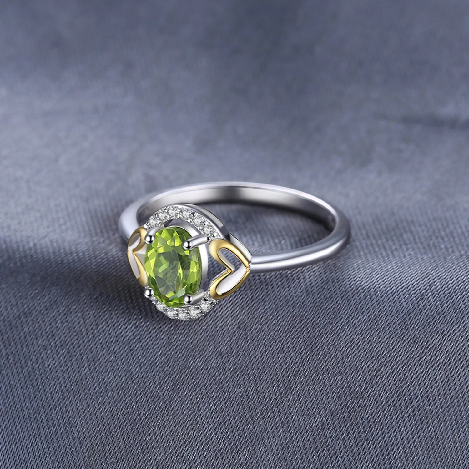 JewelryPalace Solitario anello peridoto verde ovale dorato