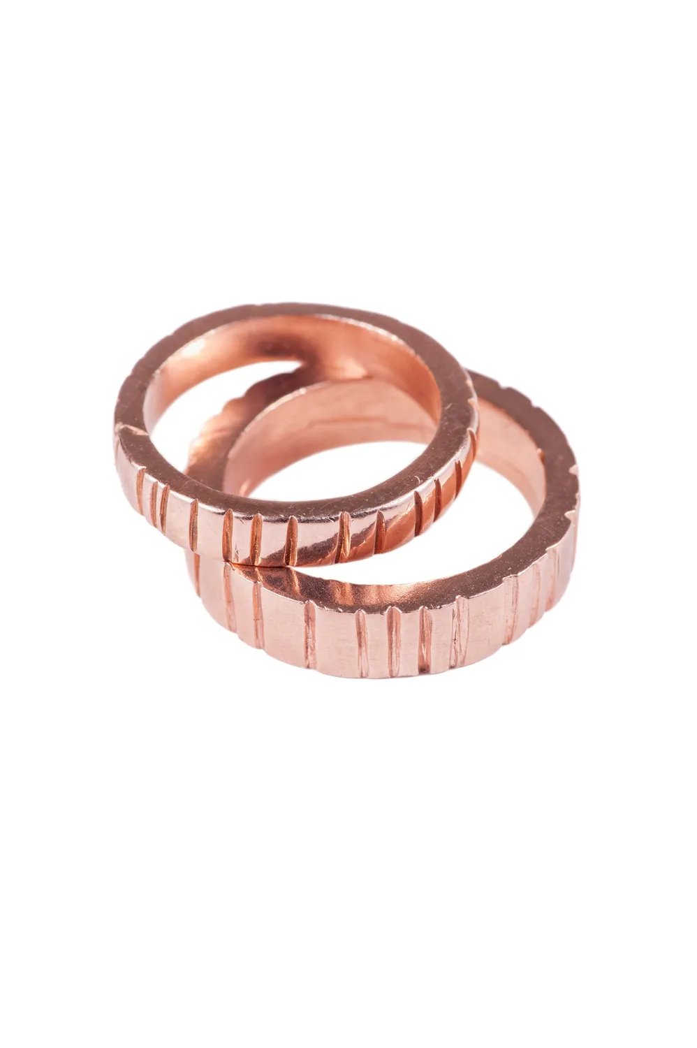 Flor Rubaja Stripes fedi matrimonio oro rosa 18kt