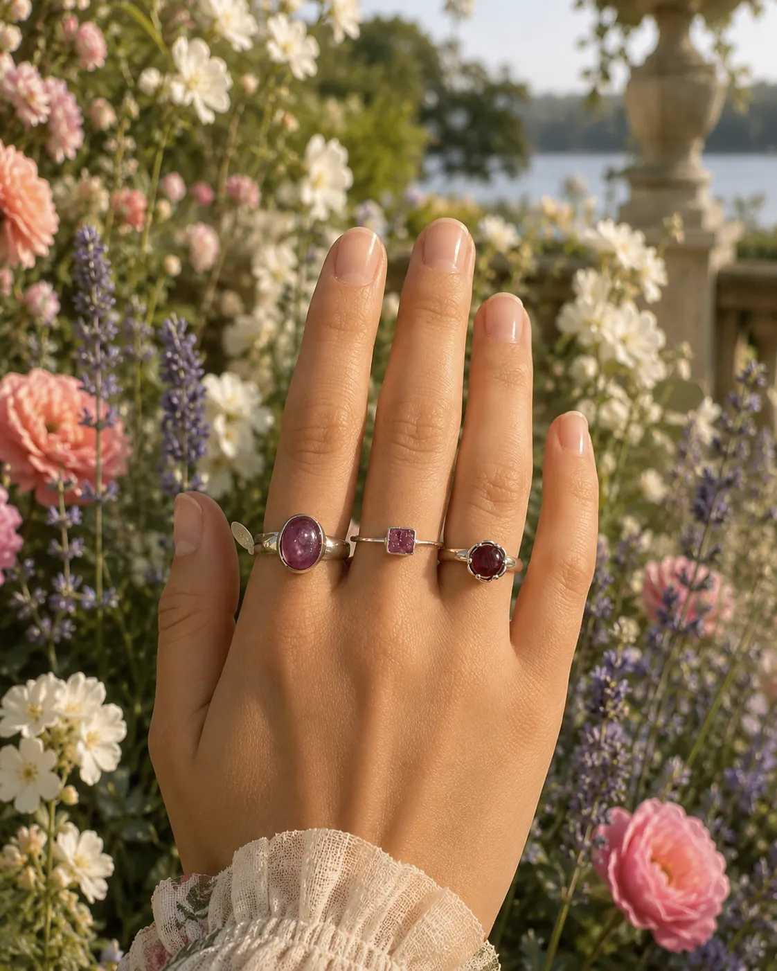 Victoria Jane Oval Ruby anello argento rubino ovale
