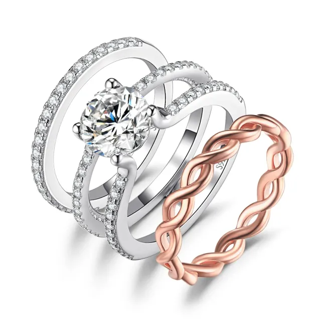 JewelryPalace Infinito Anello Argento 925 Moissanite Oro Rosa