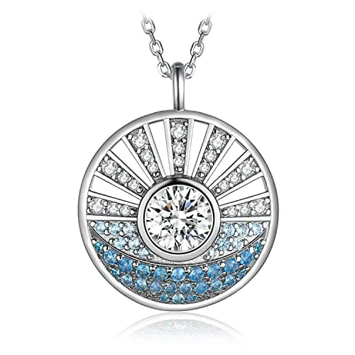 JewelryPalace Sole Mare collana argento 925 zirconia blu 1.6ct 45cm