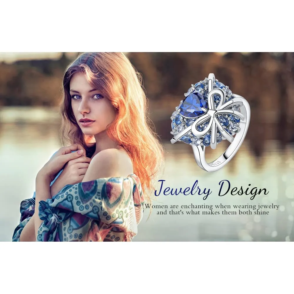 JewelryPalace Cuore 5ct anello zirconia blu argento