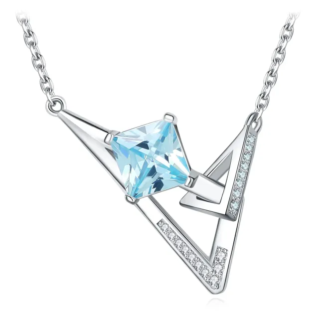 JewelryPalace Geometrica 4ct collana argento 925 zirconia azzurra