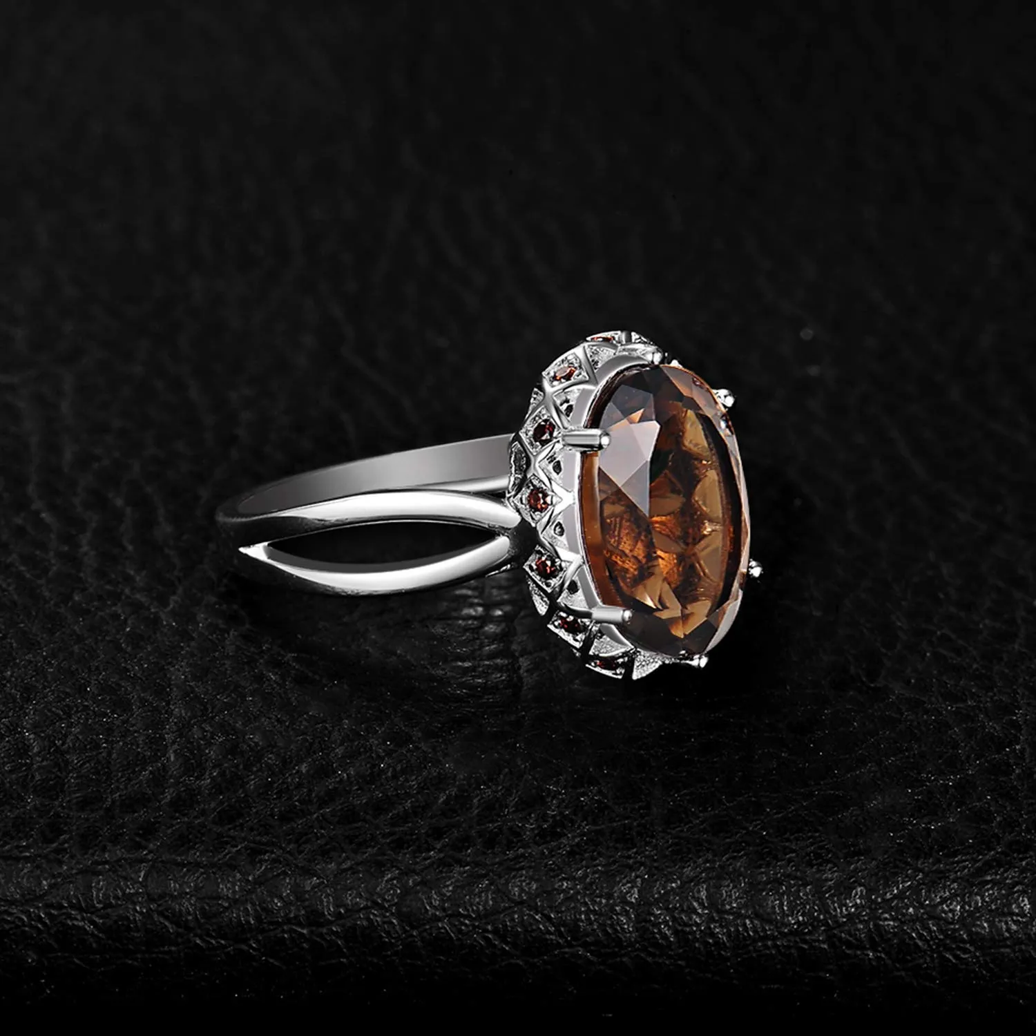 JewelryPalace 5.7ct Ovale anello argento quarzo fume