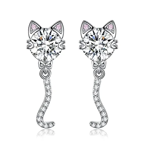 JewelryPalace Gatto 4ct Orecchini Pendenti Argento 925 Zirconia Rosa