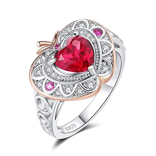 JewelryPalace Mela Anello Cuore Argento 925 Rubino 0.5ct