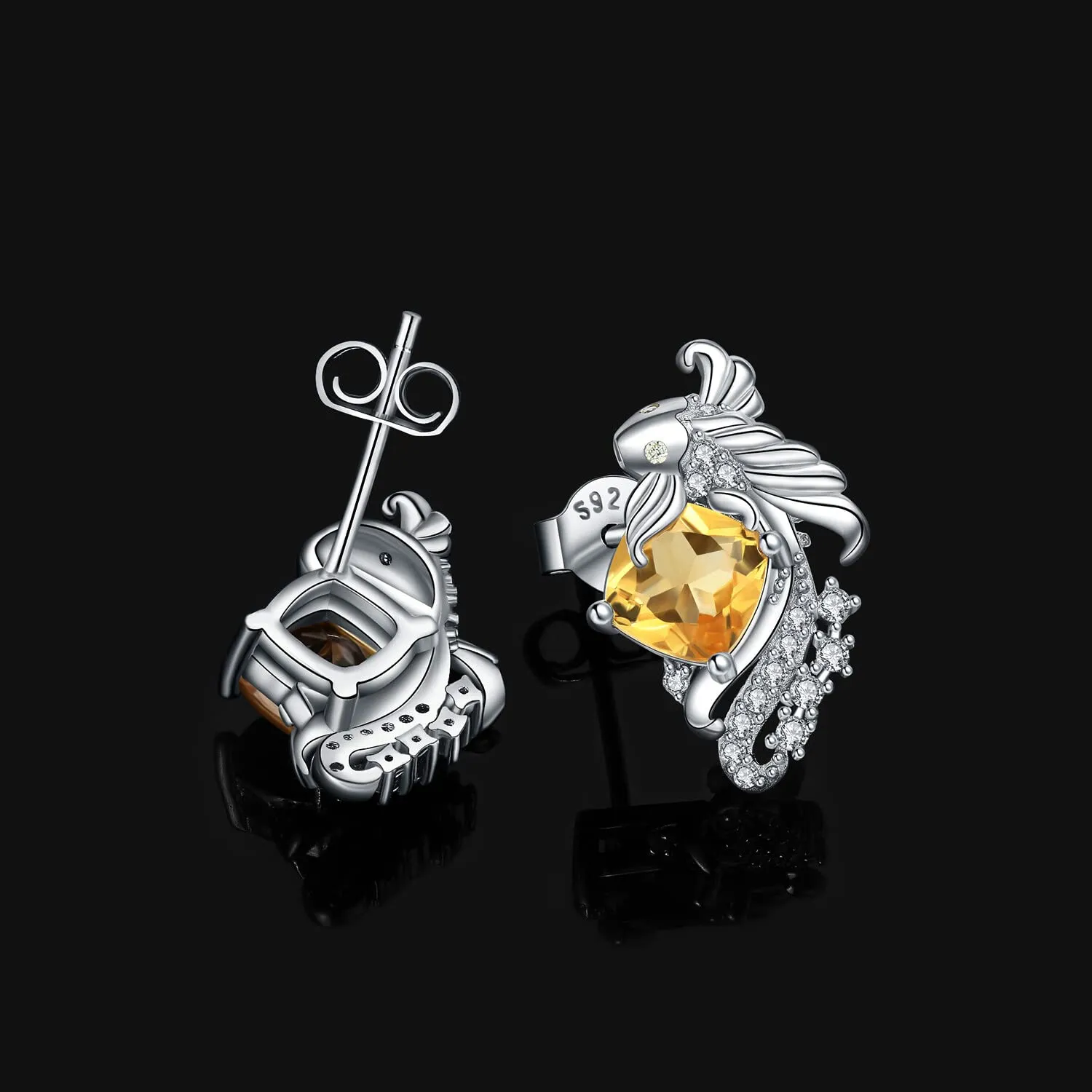 JewelryPalace Carpa Koi 2.2ct orecchini argento citrino giallo