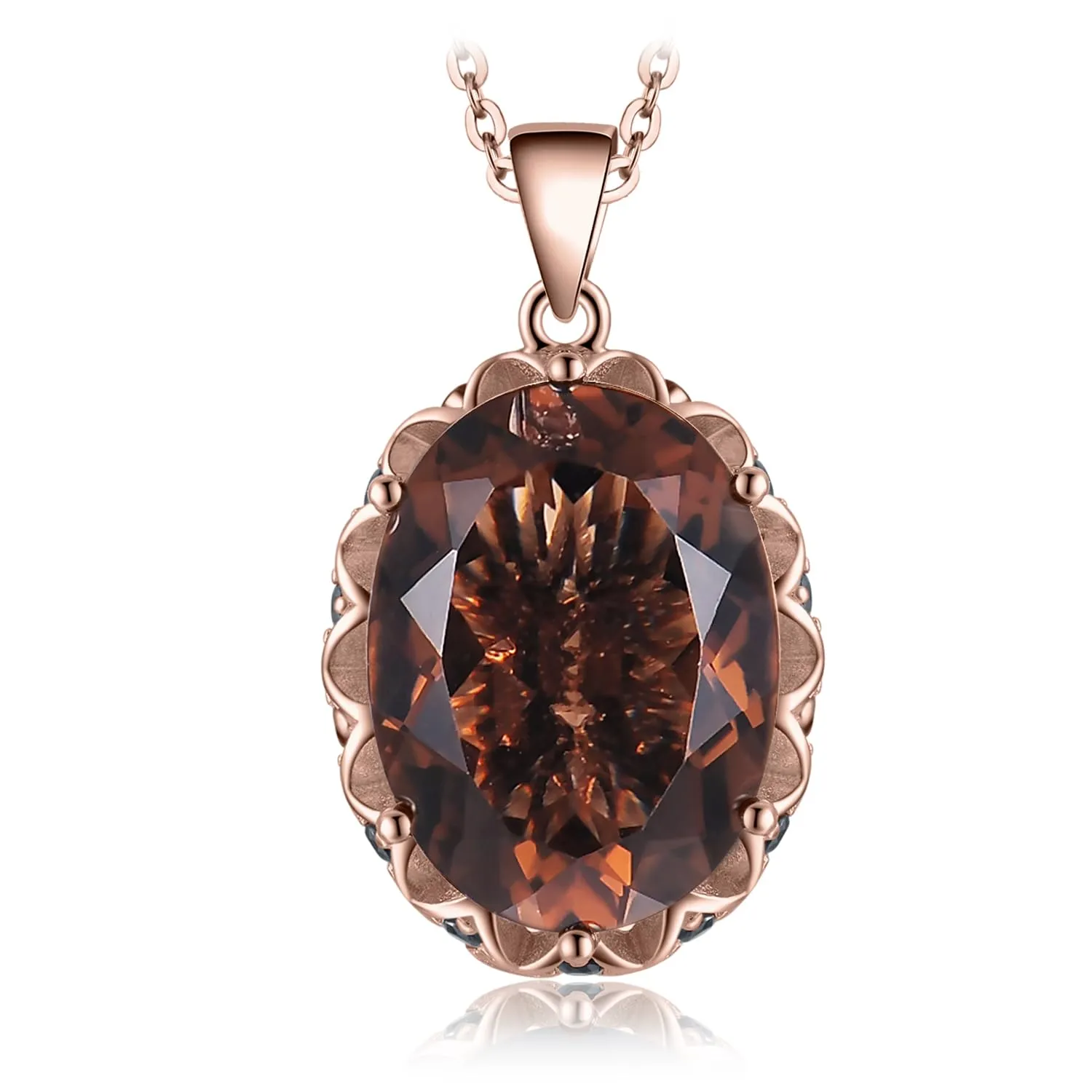 JewelryPalace 8.1ct Quarzo Fume Collana Pendente Argento 45cm