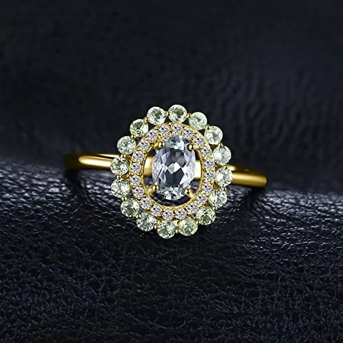 JewelryPalace Halo Anello Ametista Verde Rodiato Argento