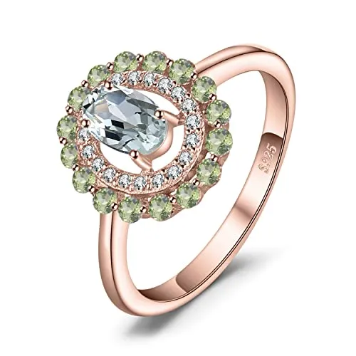 JewelryPalace Halo Anello Ovale Ametista Verde Argento