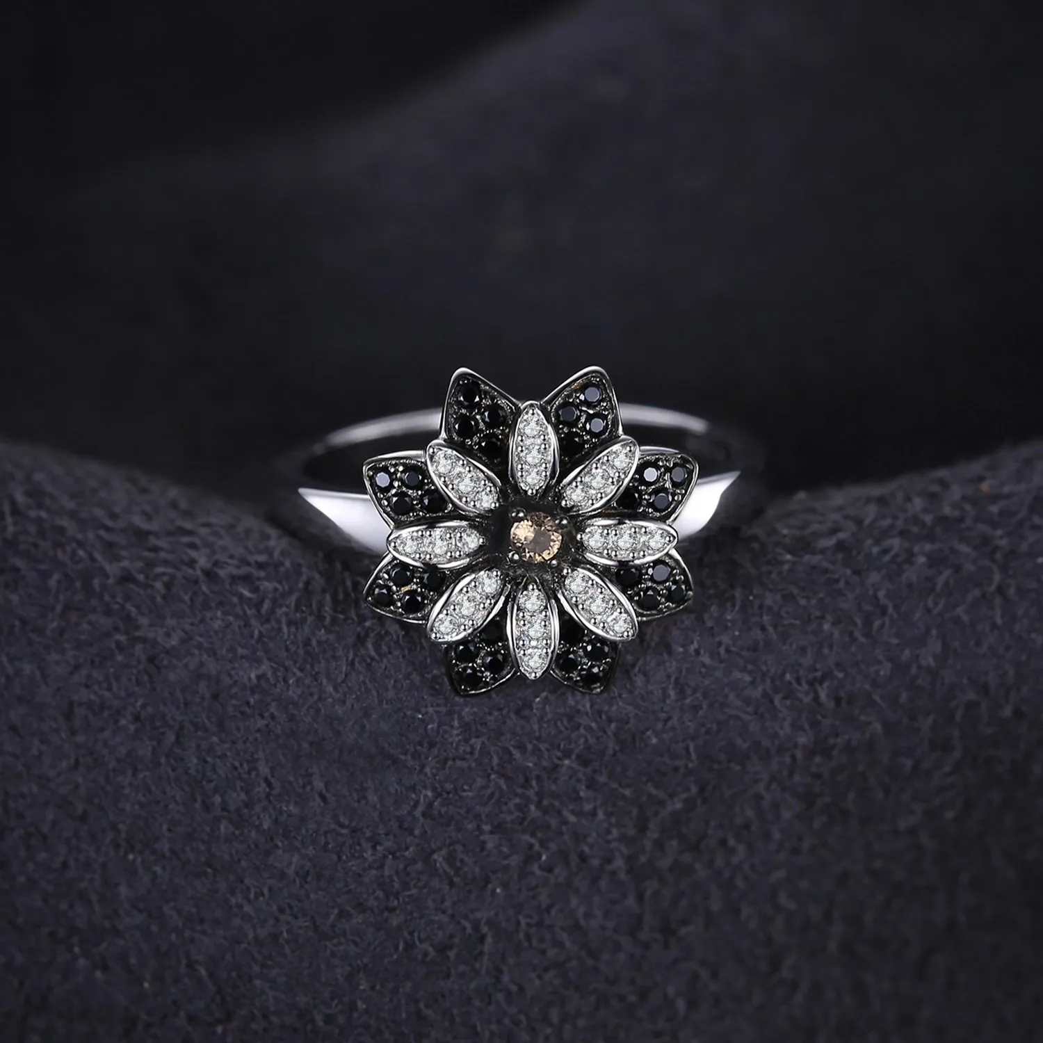 JewelryPalace Fiore Anello Cocktail Argento 14.5 Quarzo Fumé
